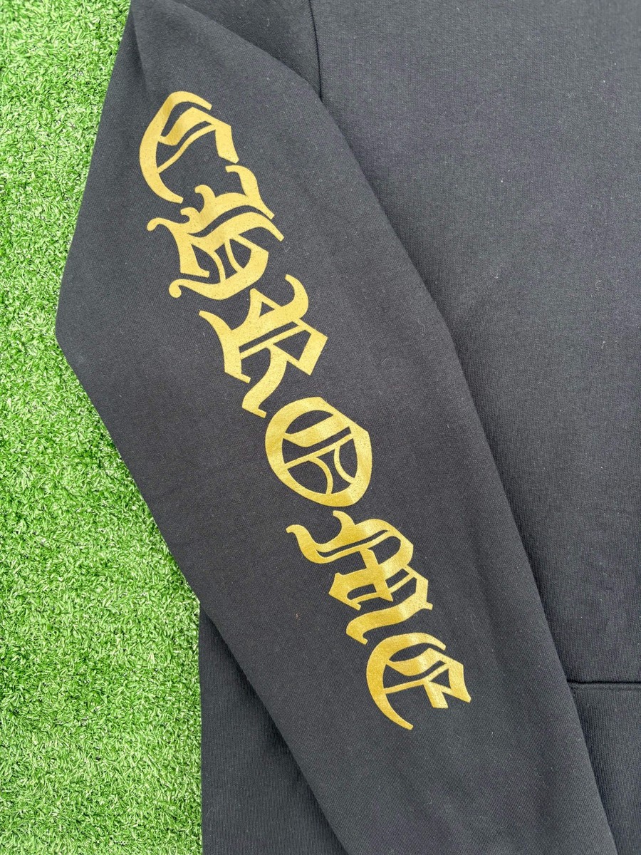 Chrome Hearts Olive Vertical Logo Black Pullover Hoodie Size Large