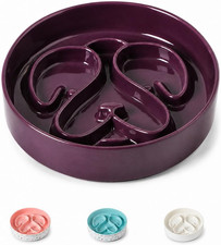 Slow Feeder Dog Bowl, 8  Ceramic Dog Bowls for Medium  Large Breed, Purple