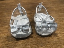Build A Bear BABW Shoes Silver Princess Clear Glitter High Heels Bows Retired