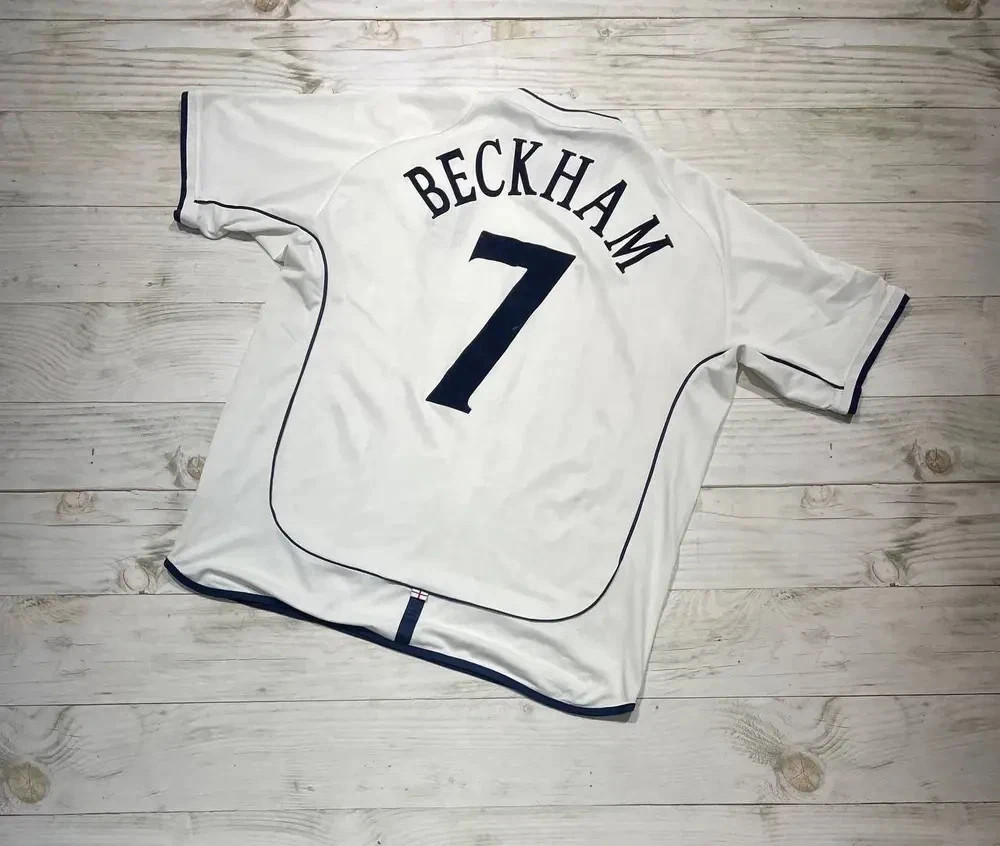 England 2001 2003 Beckham #7 Home Shirt Soccer Jersey Umbro Men Sz
