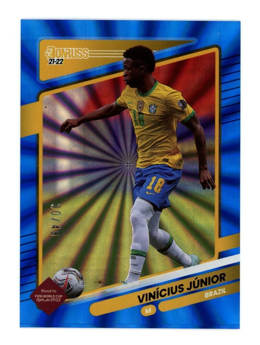 2021-22 Donruss Road to Qatar Vinicius Junior #26 Blue Laser 30/49 Holo B3R5