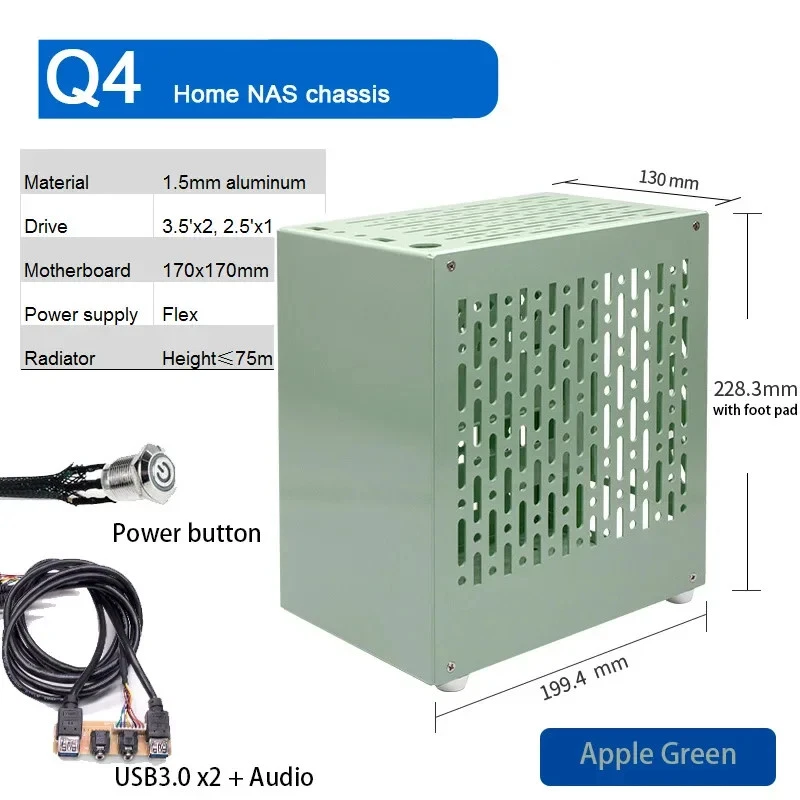 Aluminum Chassis 3.5' X2 2.5' 75mm CPU Radiator Flex PSU Mini ITX Compter Case - Image 3 of 4