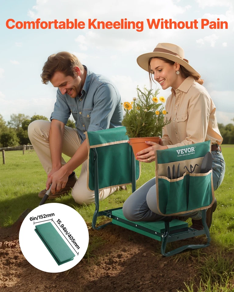 VEVOR Agenouilloir Tabouret Jardinage Banc Pliable Siège de Jardin 15 cm 150 kg - Photo 2/4