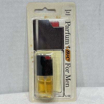 Vintage 1989 Bic Parfume For Men France 1/4 oz Perfume Sealed NOS Black Cap