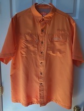 Habit Shirt Mens Large Orange Short Sleeve Vented 40 Solar Fishing River Guide