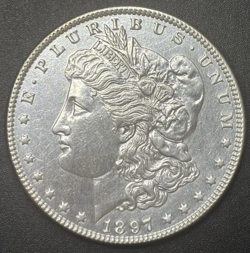 1897 Morgan Dollar US $1 Coin 90% Silver AU/BU Nice Luster