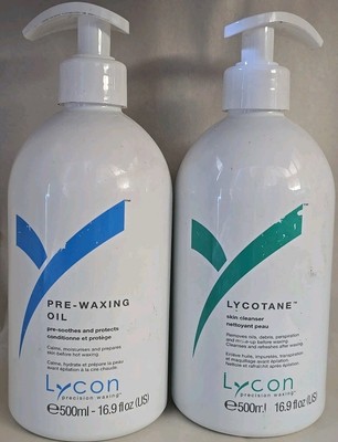Lycon PRE-WAXING OIL & LYCOTANE Skin Cleanser Combo, 500mL (16.9 oz) Each 