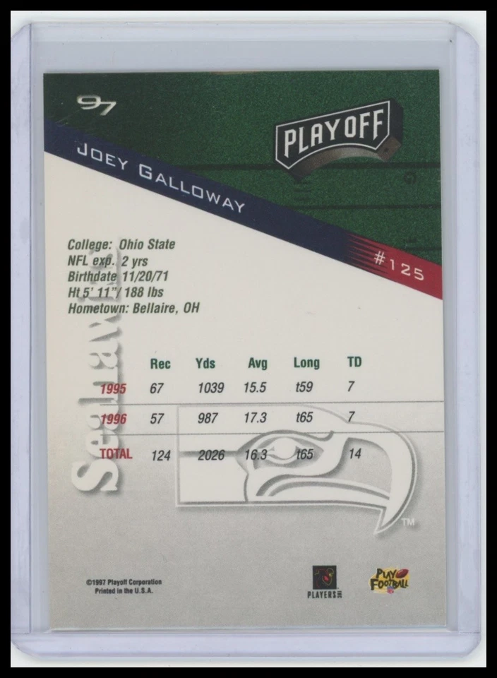 1997 Playoff Zone #125 Joey Galloway - Image 2 of 2