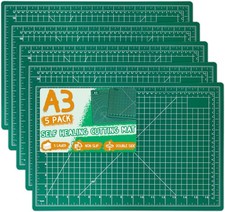 5Pack A3 Self Healing Cutting Mats,12" x 18" Double Sided PVC Craft Pads with Gr