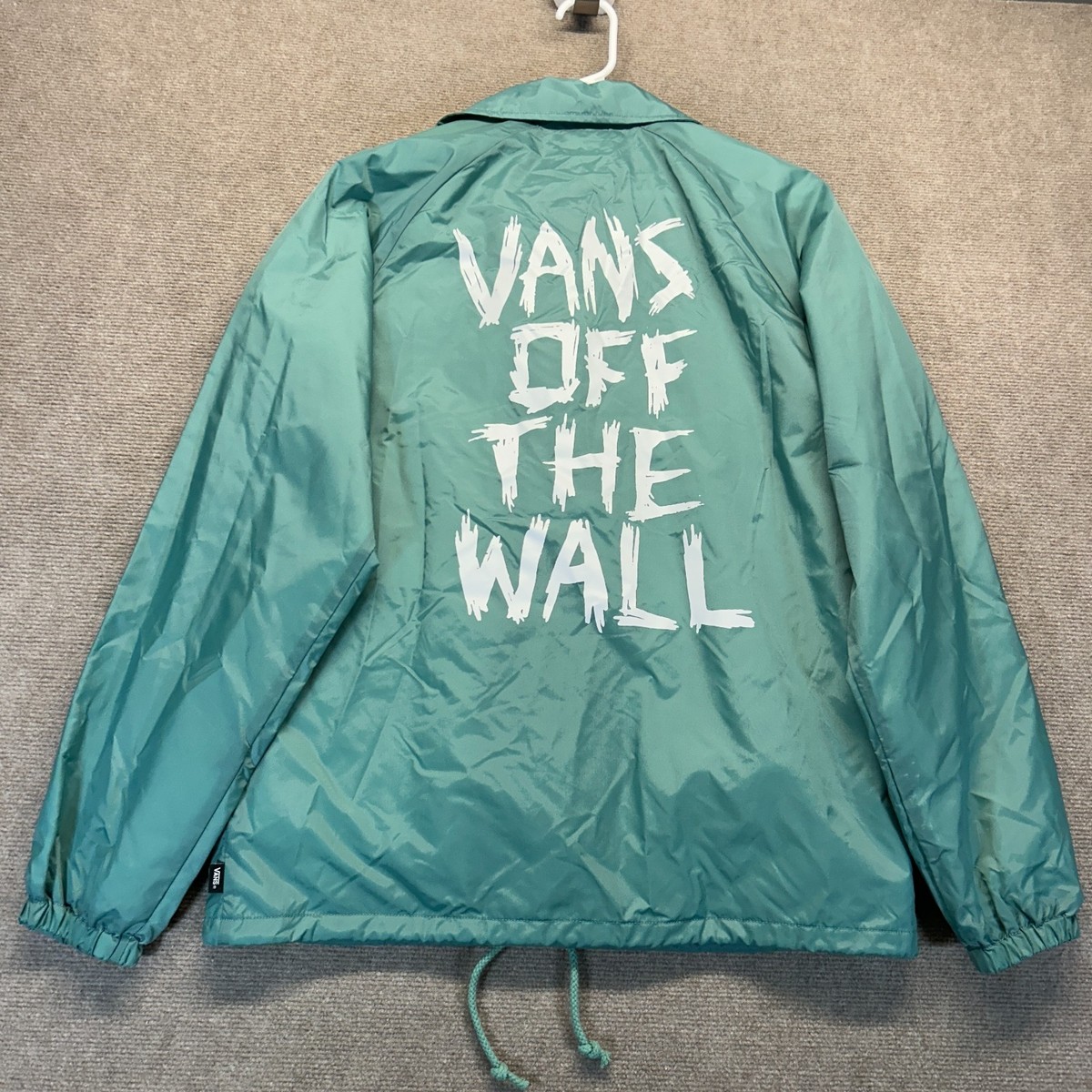 Vans Off the Wall Coaches Jacket Men's Small Snap Front Nylon Teal