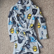 Star Wars Kids Fleece Robe Size 8 Gray Hooded Belted Flame Resistant