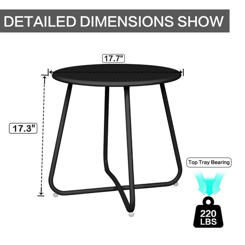 Outdoor Side Tables Small Round Metal End Table Portable Indoor for Patio Yard - Picture 43 of 70