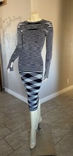 Cotton On Space Dye Rib Knit Bodycon Long Sleeve Dress Black Medium