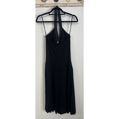 halter dress built in bra Black Deep Ruched Neckline Large Type:Maxi Dresses