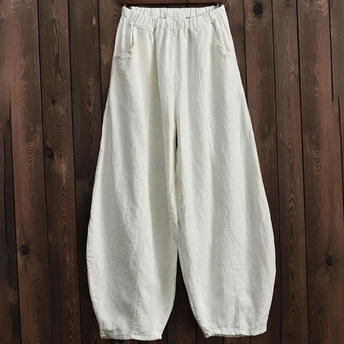 Linen wide-leg trousers for women - Picture 12 of 39