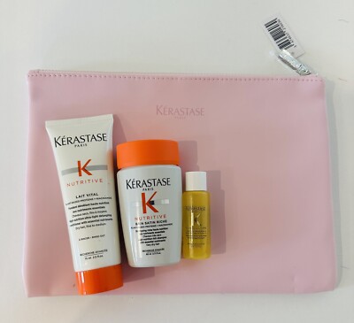 Nutritive Travel Geschenkset, Shampoo, Conditioner, Elixieröl & Tasche
