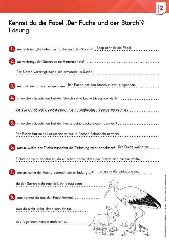 Thumbnail - Arbeitsmaterial Grundschule. Fabeln Für Den Deutschunterricht: Der