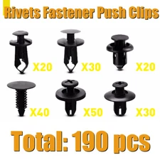 6 SIZE Plastic Rivets Fastener Push Clips for Car Auto Fender Bumpers 190PCS USA