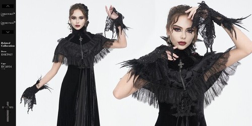 Eva Lady Women Gothic Punk Beaded Feather Lace Wrist Decoration Gloves - Bild 3 von 27