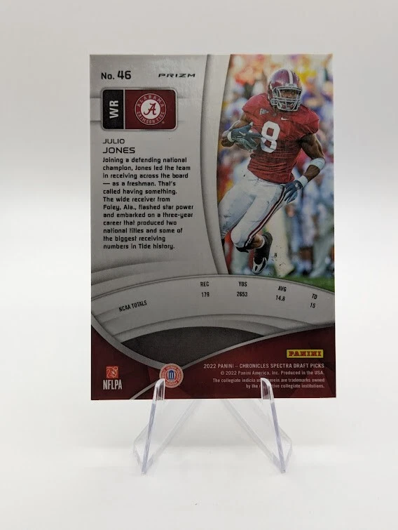 Julio Jones 2022 Panini Chronicles Spectra Draft Picks Silver Prizm #46 Alabama - Image 2 of 2