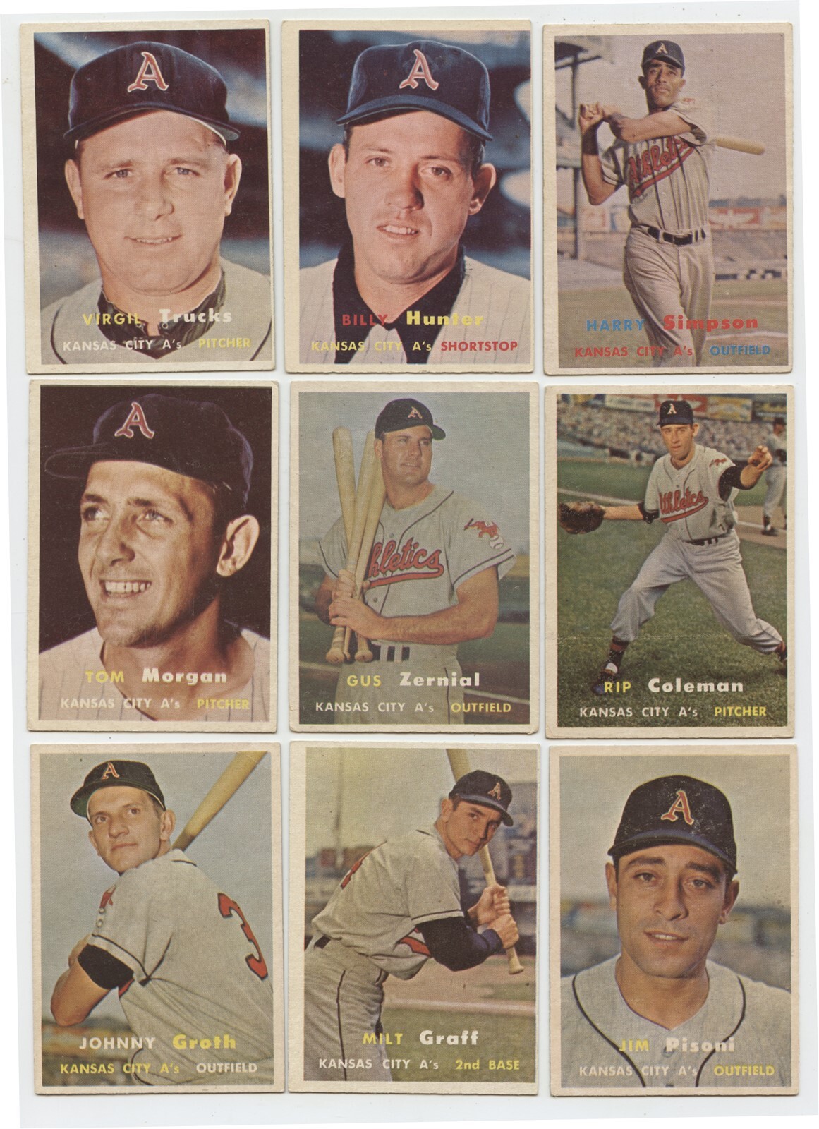 Lot of 18 Raw 1957 Topps Baseball Cards Kansas City Athletics VG to EX eBay