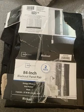 Mainstays Blackout ROD POCKET Curtain 2 PANEL 37”W x 84”H Black Sheen Luster