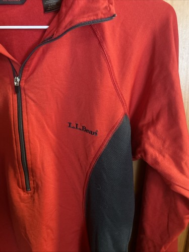 LL Bean Outdoors Trail Light Fleece Pullover 1/2 Zip Sweatshirt Mens M Red Black - Picture 2 of 6