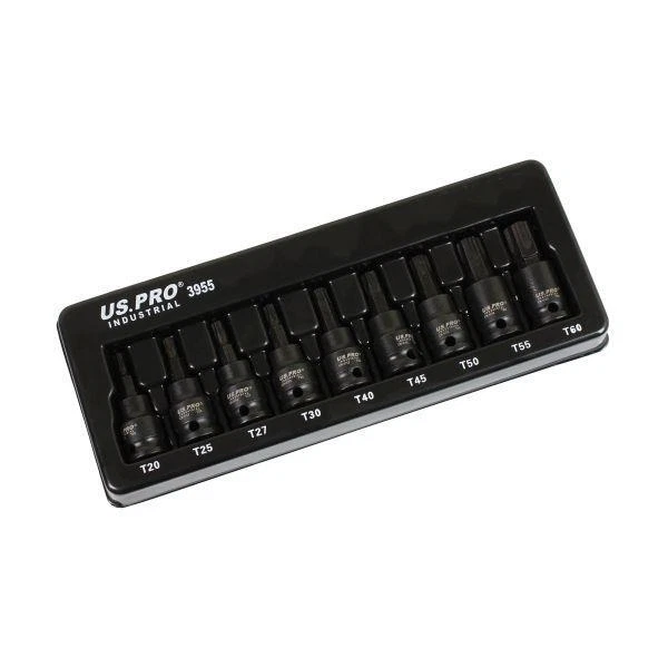 US PRO INDUSTRIAL 9pc 3/8” DR Impact Torx Star Bit Sockets Set T20 - T60 3955 - Image 2 of 4