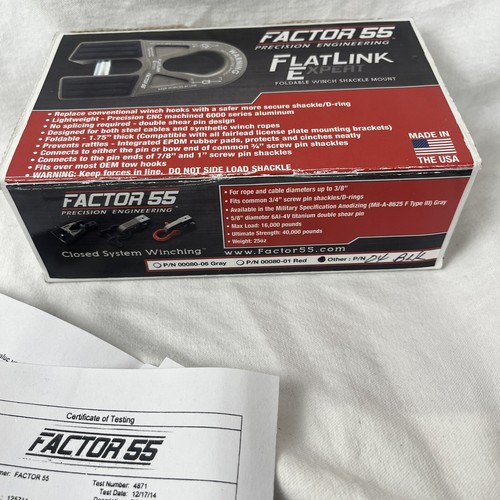 Factor 55 FlatLink E Expert Closed Winch Shackle Mount Black 00080-04 Recovery - 第 10/11 張圖片