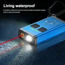 Mini LED Flashlight  Pointer Keychain Key Ring Torch USB Rechargeable US