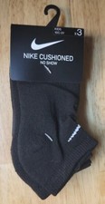 NIKE KIDS 3Pr Socks Ankle Cushioned Athletic Youth S 10C-3Y Black
