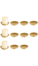 Gold Iron Plate Candle Holder - Inweder Candle Plate for Pillar Candles 11 Pack