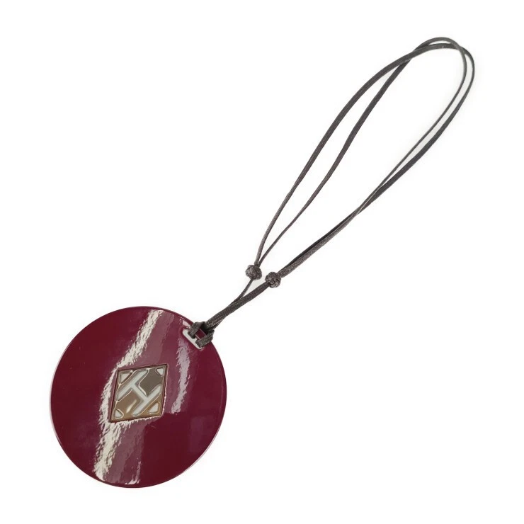 Collar HERMES Logo H Burdeos Marrón Cuerno de Búfalo Laca Unisex Colgante Foto 2 de 4