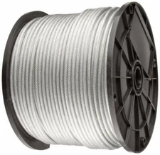 Vinyl Coated Galvanized Coated Cable Wire Rope 7x7, Clear, 3/32" - 1/8"