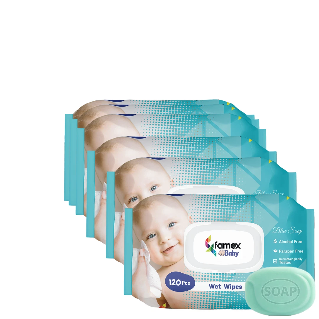 Blue Soap(120Pcs)Baby Wipes 720 Count 6 packs
