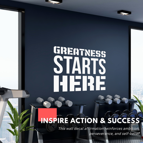 Greatness Starts Here Motivational Wall Decal Sticker Quote Home Vinyl Decor - Picture 2 of 6