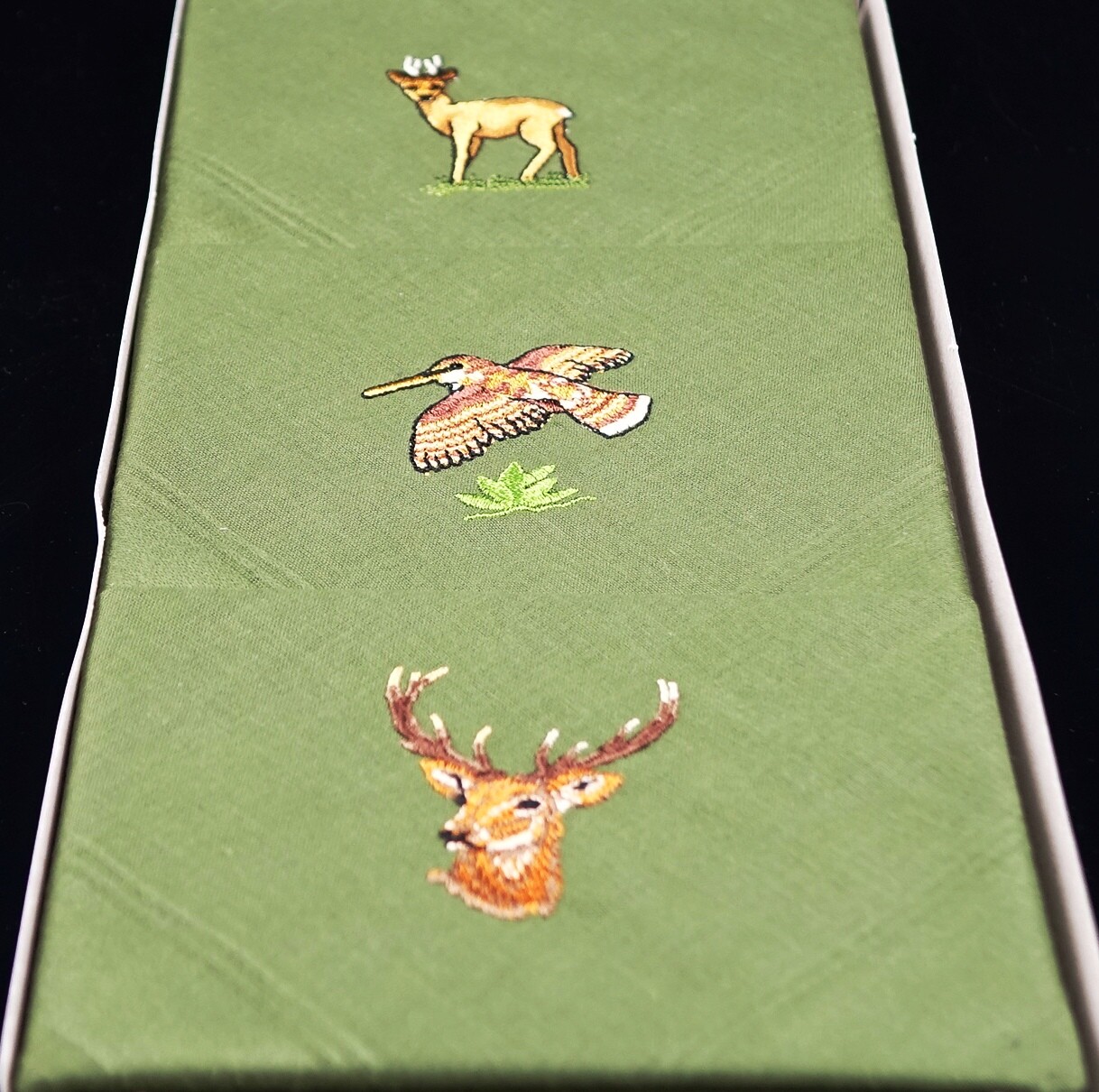 Embroidered 3 PACK HANKYS HANDKERCHIEFS COTTON MENS Deer Pheasant