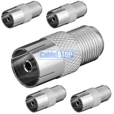 5 x FEMALE COAX to F TYPE FEMALE SCREW SOCKET TV Aerial Sky Connector Adapter