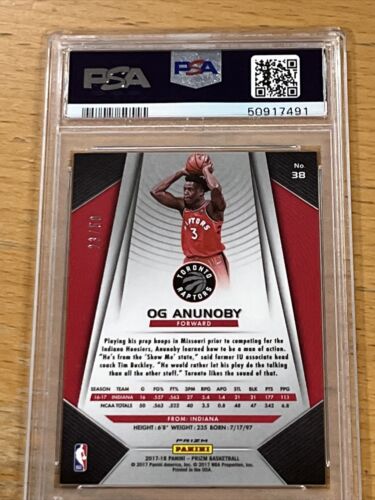 2017-18 Panini Prizm OG Anunoby Fast Break Prizm PINK ROOKIE /50 PSA 9 MINT - Picture 2 of 2