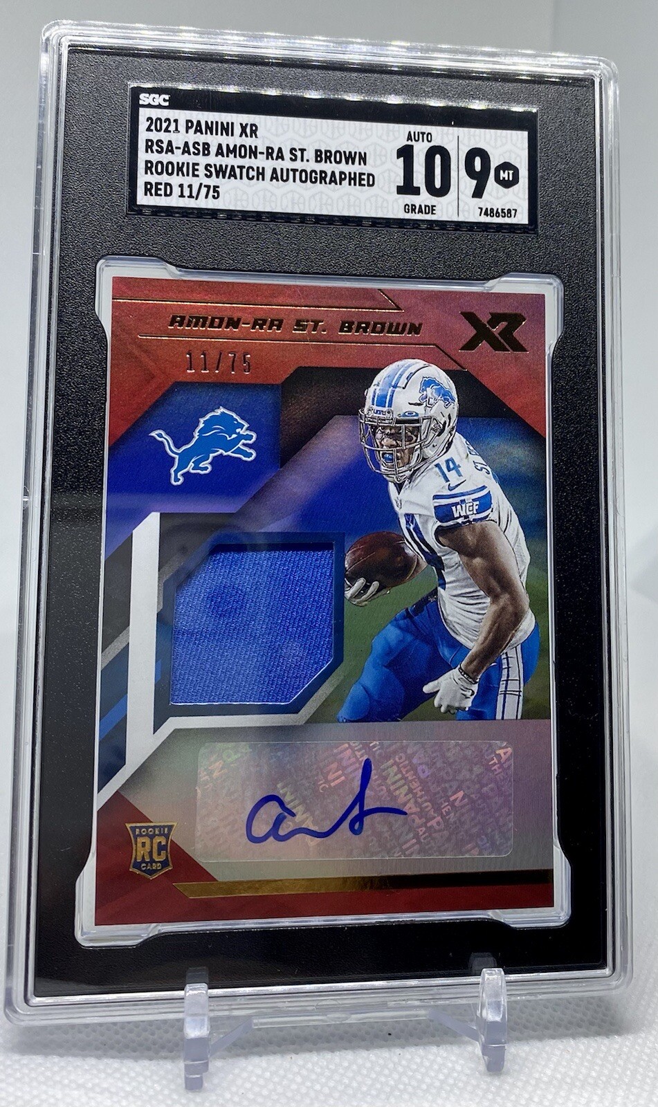 Amon-Ra St. Brown Panini XR Rookie Swatch Autographs #ASB Red