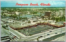 Pompano Beach Florida, Oceanside, Building District, Highway, Vintage Postcard