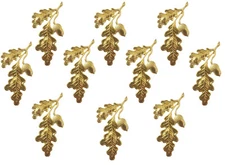 10 pcs Gold Tone Metal Oak Leaf Stampings Leaves & Acorn Jewelry Charms Accents