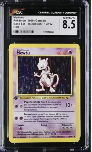 Mewtwo Mewtu German Base Set 1st Edition 10/102 Holo Pokemon CGC 85 NM/Mint 1999
