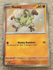 Mankey 169/091 Paldean Fates Shiny Rare Holo Pokemon Card NM