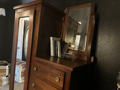 Antique Wardrobe With Two Mirrors 