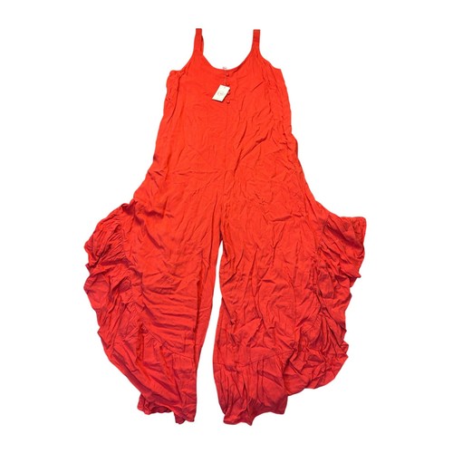 Cato NWT Women's XS Coral Orange Wide Leg Jumpsuit Ruffle Palazzo Boho Flowy