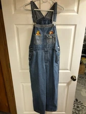 Vintage 90's Winnie The Pooh Denim Overalls Bibs Women Med Disney Embroidered