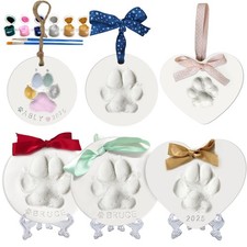 Dog or Cat Pawprints Keepsake Kit,Make 3 Clay Paw Print Ornaments,Soft  Non-...