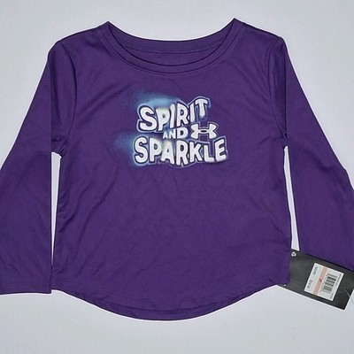 UAFHA52Q-523 Girls 2T Under Armour Spirit and Sparkle Long Sleeve, Lavish Purple