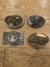 Lot Of 4 Belt Buckles Brass,Pewter